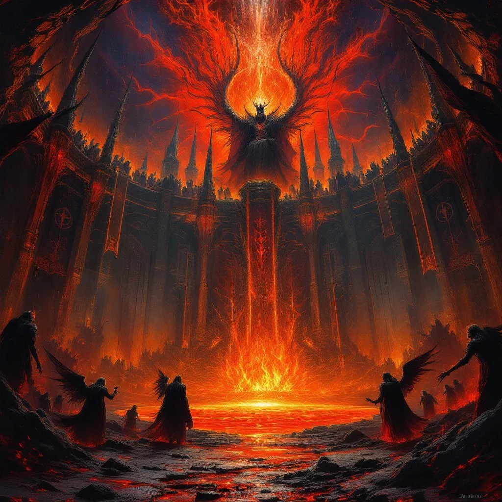 Pandæmonium, the capital of Hell, as depicted in John Milton's Paradise Lost